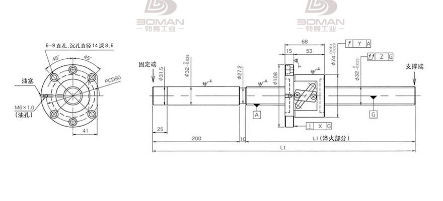 KURODA GG3210DS-DALR-1000A 黑田丝杆替换尺寸图解